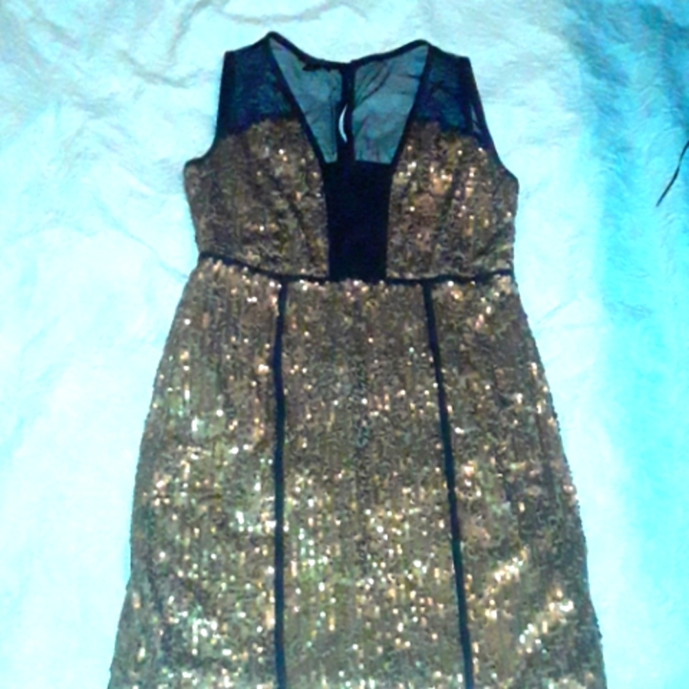 Gold sequenced midi dress